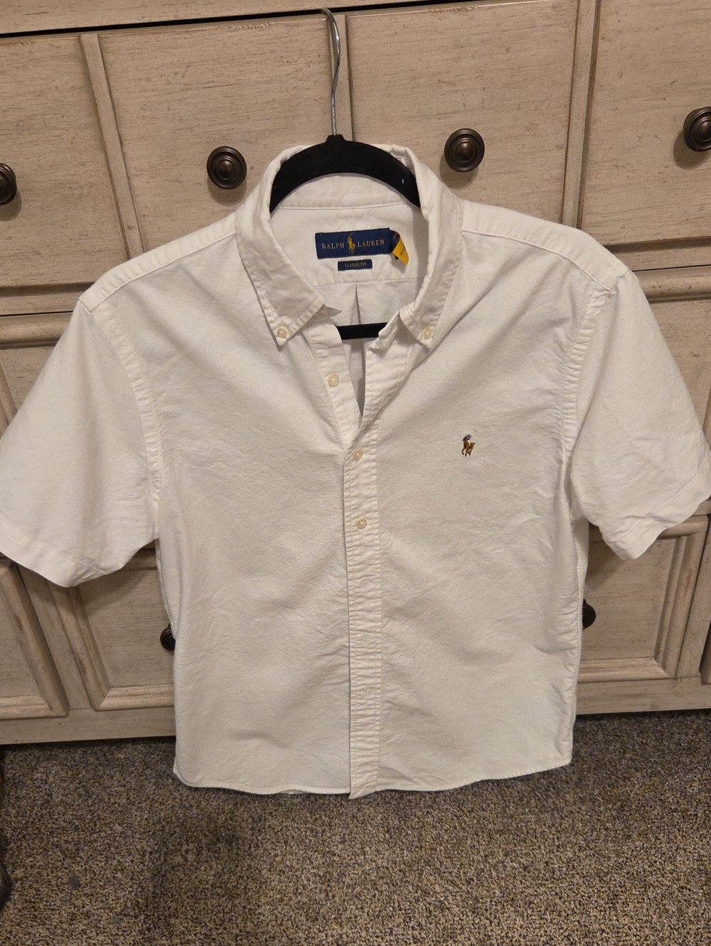 Ralph Lauren White Short-Sleeve Button-Down Oxford Shirt Worn 1x